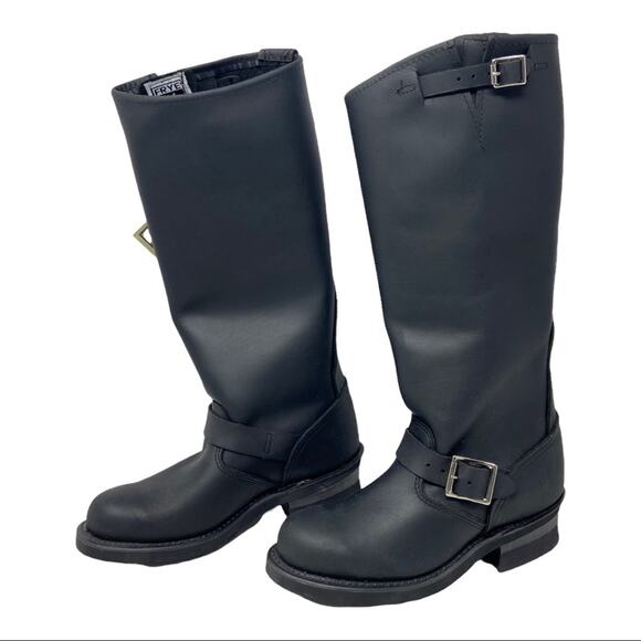 Frye Tall Engineer Boots 15R Black Leather Women’s Size 5 1/2 New With Tags - Picture 3 of 14